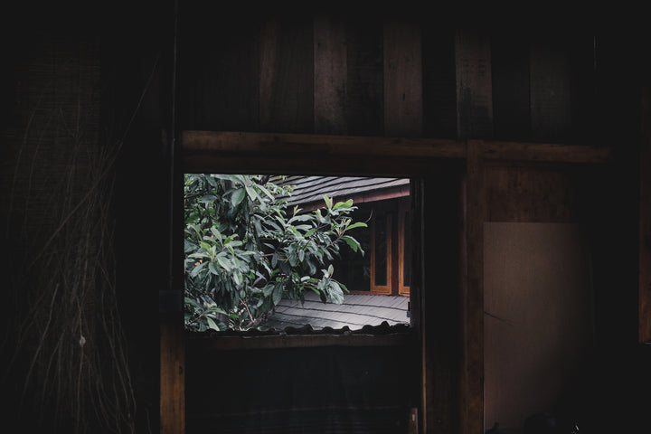 Tropical window in Xishuangbanna, Yunnan, China, of a Dai minority pottery and ceramic workshop for tea and gongfucha