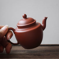 Gongdenghu 宫灯壶 - Yixing Teapot, Zhuni red clay - Eastern Leaves