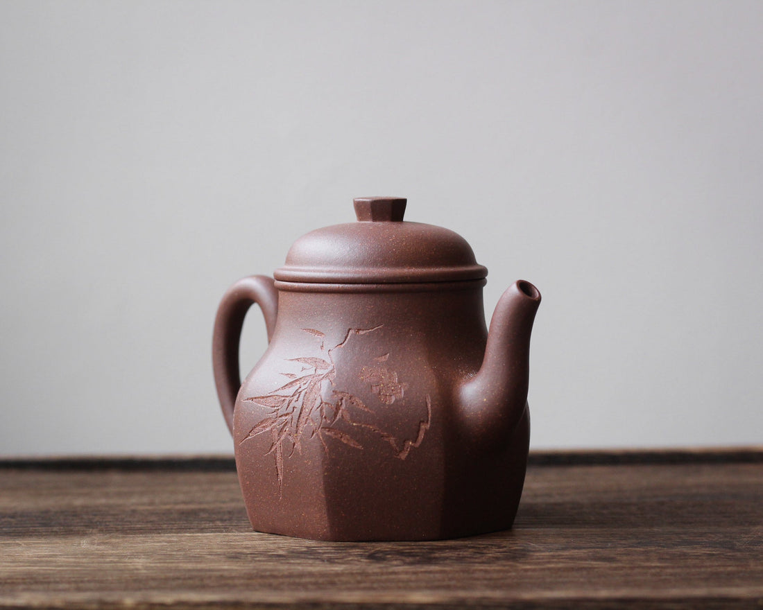 Liu Fang Tian Di Fang Yuan 六方天地方圆 - Yixing teapot in Zini purple clay - Eastern Leaves