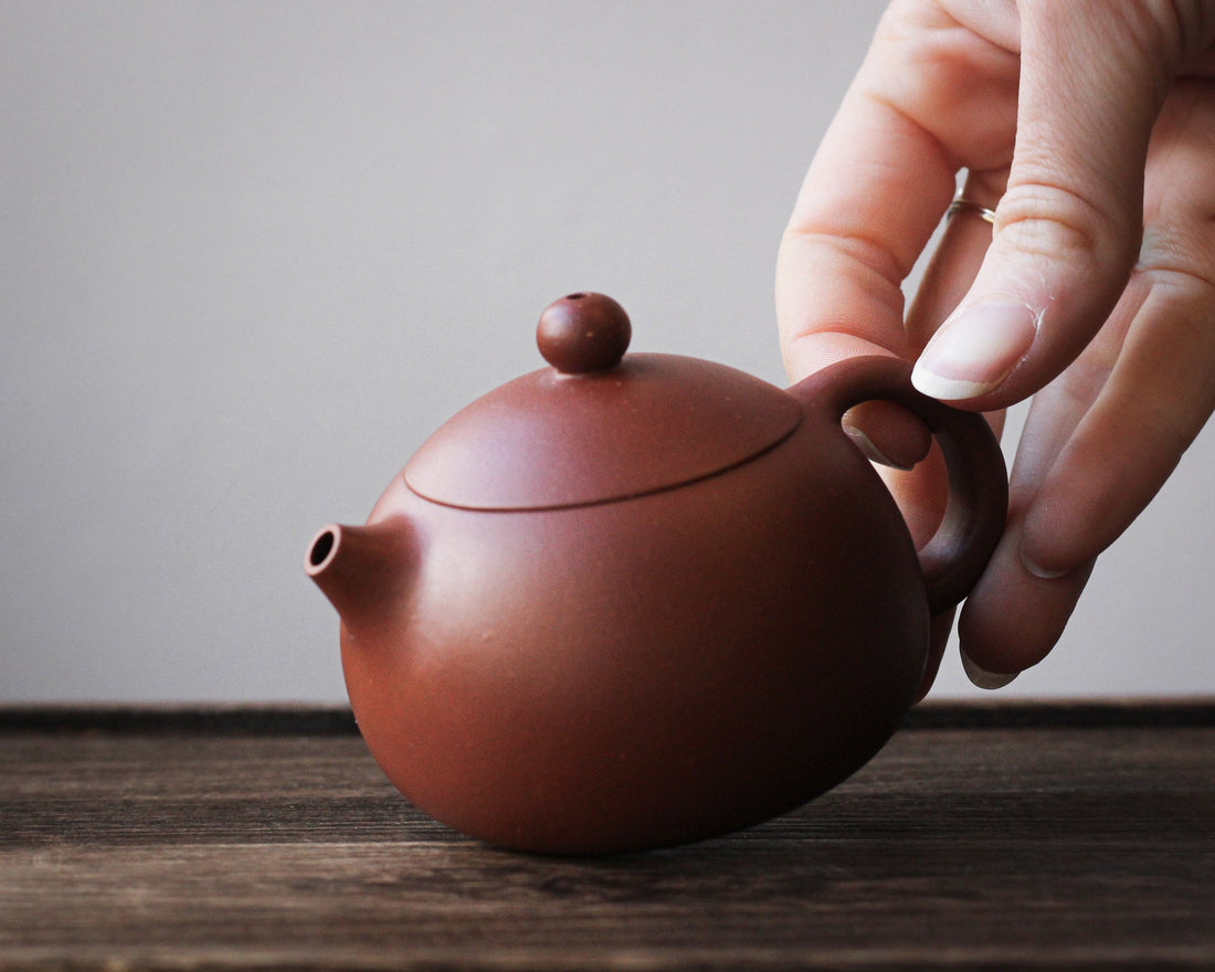Xishi 西施 - Yixing Teapot in Zhuni red clay - Eastern Leaves