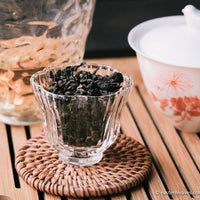 Tieguanyin wulong tea high roasted in glass cup teaware, from China, Fujian, premium tea