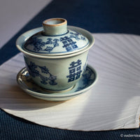 Gaiwan with blessing character, vintage Chinese gaiwan for brewing loose-leaf tea in gongfucha