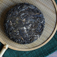 Pu'er shengpu blend in forest in pressed cake, from Yunnan, China, 2021 spring harvest vintage, Mangfei, Mannuo, Zhengkang