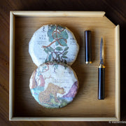Pu'er Tea Set, tasting and sample, with knife and bamboo tray from Yunnan, China, handcrafted by farmer in pressed cake