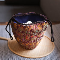 Hand-Woven Cotton Teaware Travel Bag - Eastern Leaves