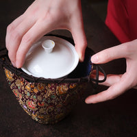 Hand-Woven Cotton Teaware Travel Bag - Eastern Leaves