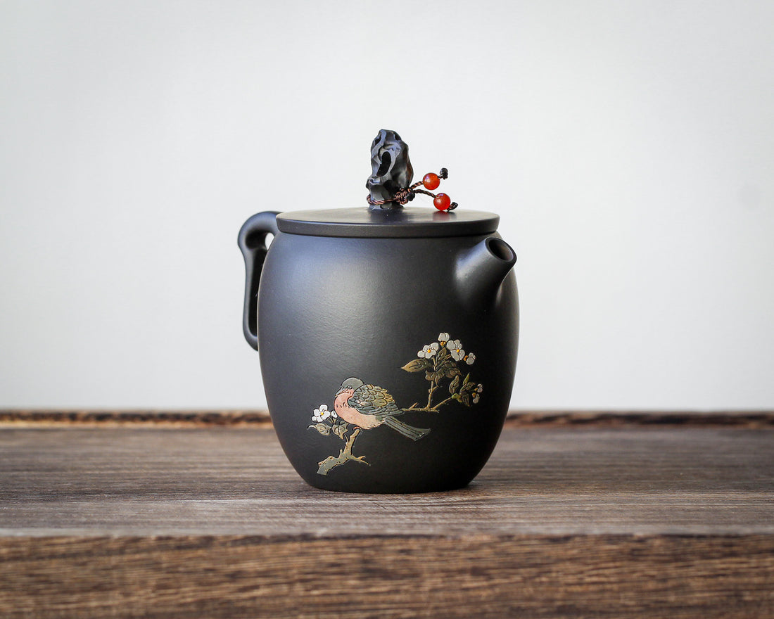 Jianshui Teapot - Robin and Cherry blossoms 知更鸟, 樱花