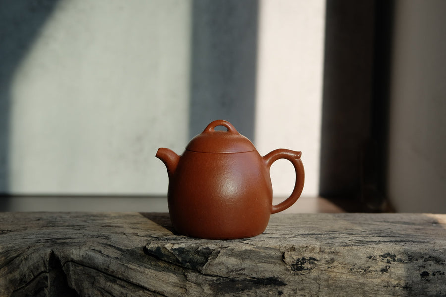 Qinquan 秦权 - Yixing Teapot in Zhuni Red Clay - Eastern Leaves