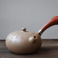 Side Handle - Yixing Teapot, Duanni yellow clay - Eastern Leaves