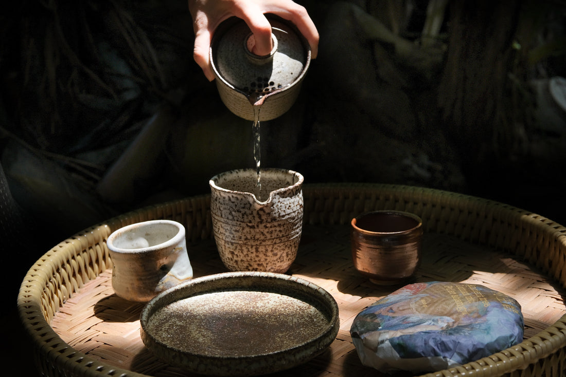 ancient trees puh'er shengpu from Lunan Pasha, Yunnan, China, pressed in brick by farmers, sustainable forest tea