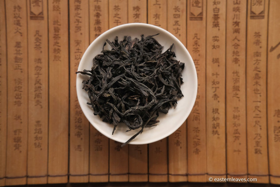 Dancong osmanthus Guihuaxiang wulong tea from Guangdong China, served in porcelain cup teaware, loose leaf premium tea