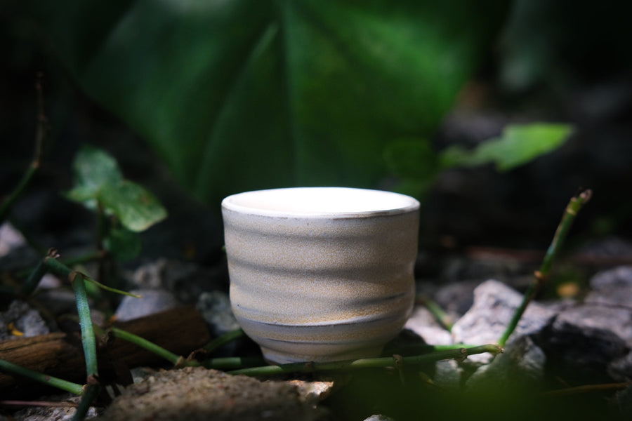 Dai minority cup handcraft in Yunnan, China, for gongfucha tea ceremony - 50ml in grey, sand and white